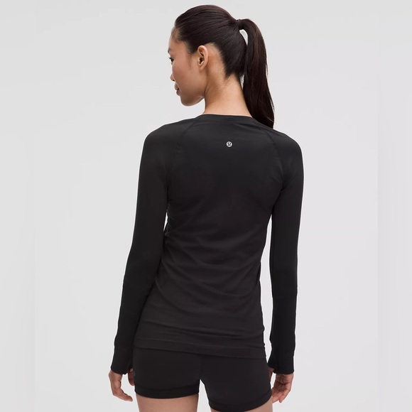 Lululemon Black Seamless Long Sleeve Top | Thumbholes Sweat Life size M - Picture 2 of 9